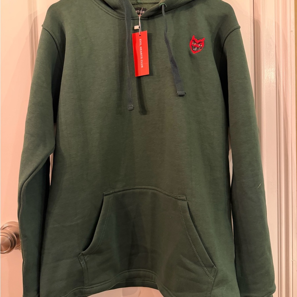 NWT Men's Dark Green Evil Hearts‎ Club XXL Hoodie Sweatshirt